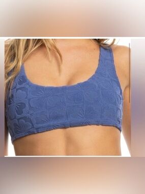 Roxy Sun Click Bralette Blue Floral Terry Cloth Bikini Top XS